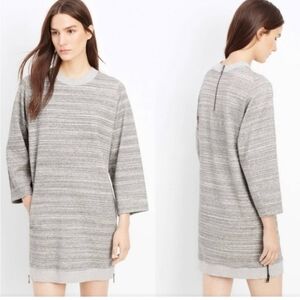 Vince Heather Gray Thick Knit Dress Sz M Long Sleeve Pocket Side Zip Minimalist